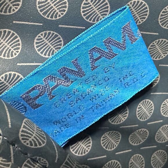 Vintage 80s Pan Am Charcoal canvas travel messenger bag with shoulder strap NWT - Picture 9 of 15